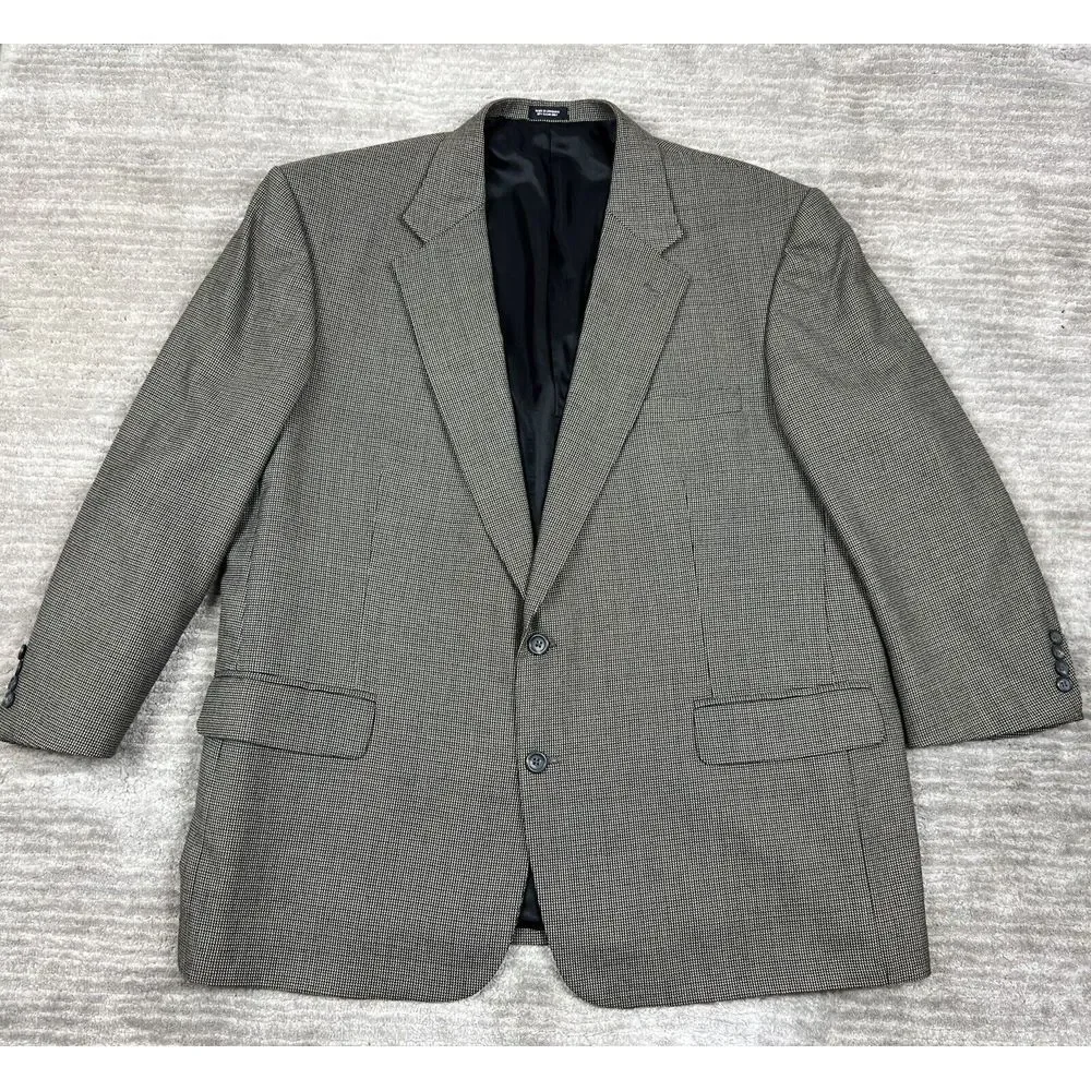 Robert Stock Blazer Mens 48R Gray Polyester Wool Jacket Sport Coat
